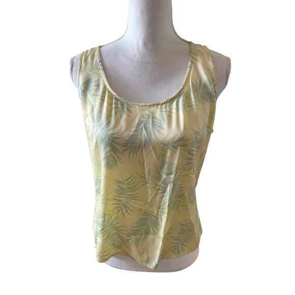 Tommy Bahama Silk Tank & Open Front Top Yellow Tropical Print L - Picture 2 of 8